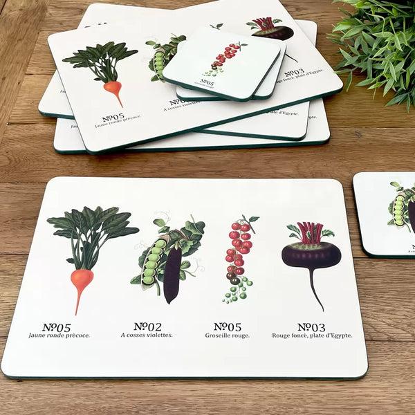 Dexam RHS Benary Vegetables Set Of 4 Placemats - Stone