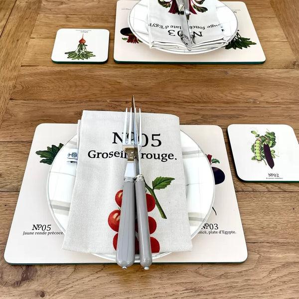 Dexam RHS Benary Vegetables Set Of 4 Placemats - Stone