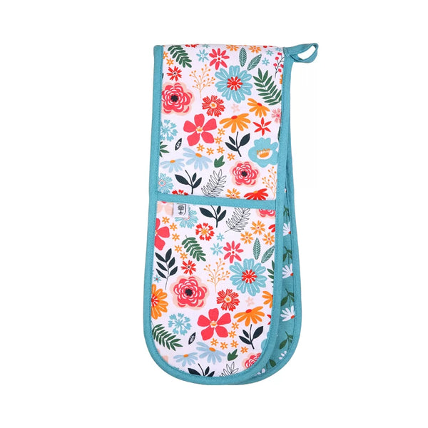 dexam RHS Cottage Garden Organic Cotton Double Oven Gloves - Multi