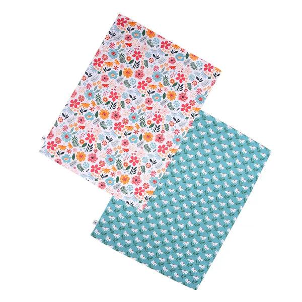 dexam RHS Cottage Garden Organic Cotton Set of 2 Tea Towels - Multi