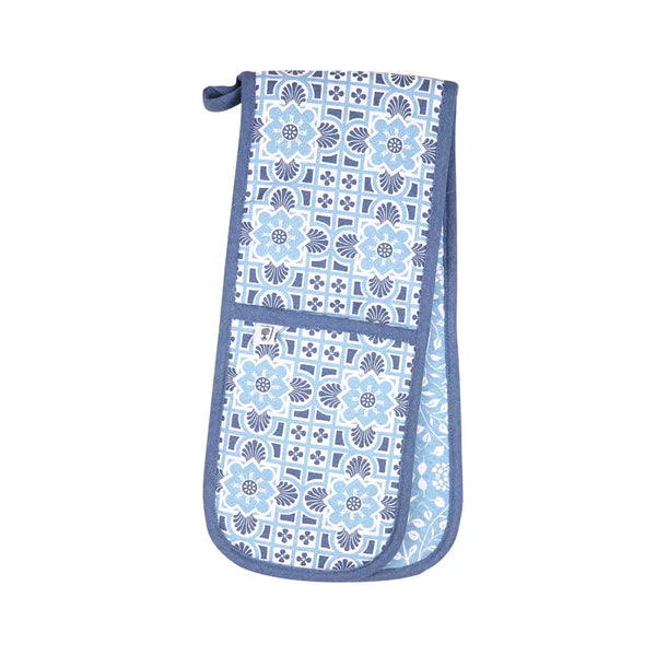 dexam RHS Gertrude Jekyll Organic Cotton Double Oven Gloves - Blue
