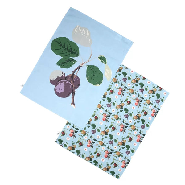 dexam RHS Hooker Fruit Organic Cotton Set of 2 Tea Towels - Blue