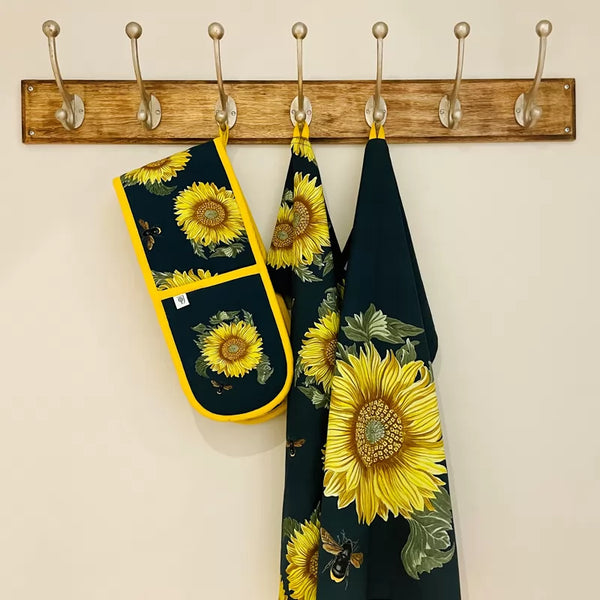Dexam RHS Sunflower Double Oven Gloves | Cotton With Sunflower & Bee Print