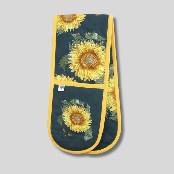 dexam RHS Sunflower Double Oven Gloves | Cotton with Sunflower & Bee Print