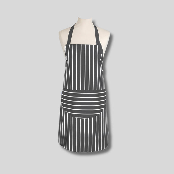 dexam Rushbrookes Butchers Stripe Adult Apron (Made in UK) - Slate Grey