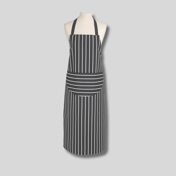 dexam Rushbrookes Butchers Stripe Long Adult Apron (Made in UK) - Slate Grey