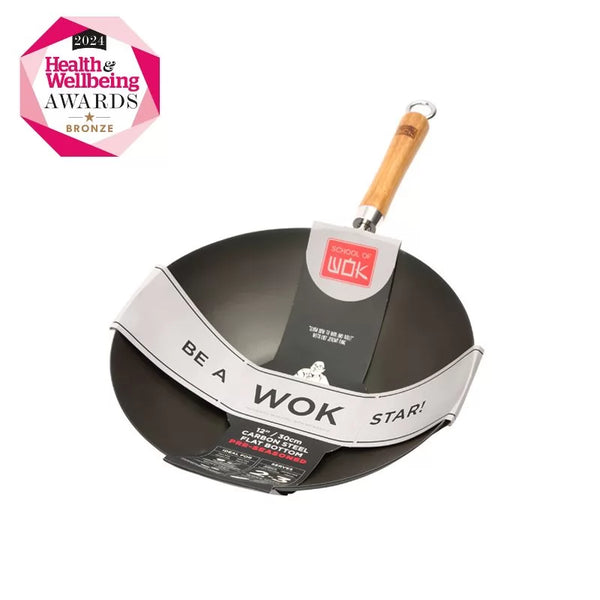 dexam School of Wok 12"/30cm Pre-Seasoned Carbon Steel Wok