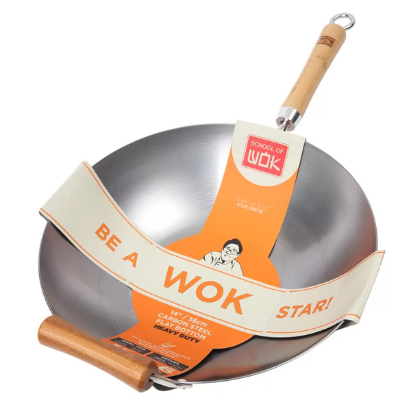 dexam School of Wok 14"/36cm Heavy Duty Carbon Steel Wok