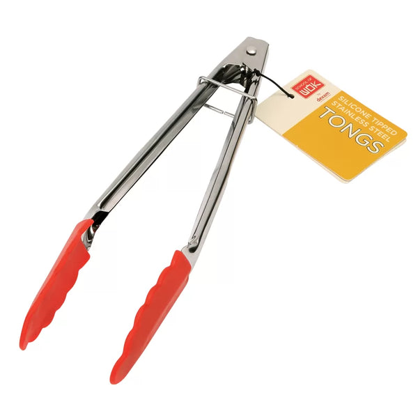 dexam School of Wok Stainless Steel Silicone Tipped Tongs