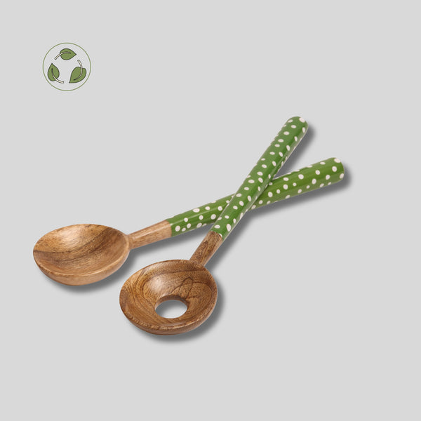 Dexam Sintra Mango Wood Salad Servers – Stone | Hand-finished Sustainable Salad Server