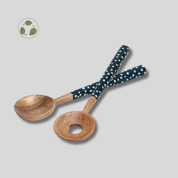 Dexam Sintra Mango Wood Salad Servers – Stone | Hand-finished Sustainable Salad Server