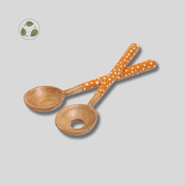 dexam Sintra Mango Wood Salad Servers – Stone | Hand-finished Sustainable Salad Server