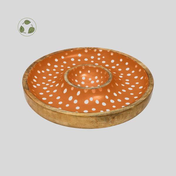 Dexam Sintra Mango Wood Spotted Chip And Dip Bowl | Eco-Friendly Serveware
