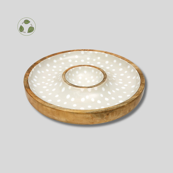 Dexam Sintra Mango Wood Spotted Chip And Dip Bowl | Eco-Friendly Serveware