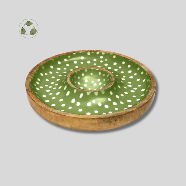 dexam Sintra Mango Wood Spotted Chip and Dip Bowl | Eco-Friendly Serveware
