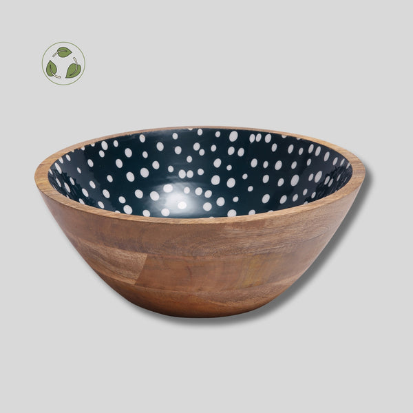 dexam Sintra Mango Wood Spotted Salad Bowl in Olive Green | Stylish Eco-Friendly Serveware