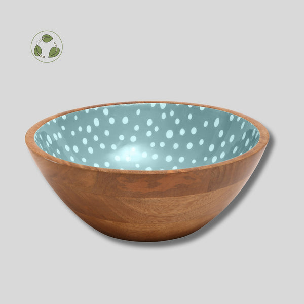 Dexam Sintra Mango Wood Spotted Salad Bowl In Olive Green | Stylish Eco-Friendly Serveware