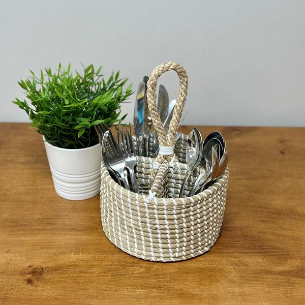 Dexam Sintra Seagrass Cutlery Caddy | Sustainable Handwoven Table Storage