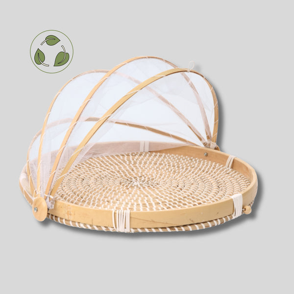 dexam Sintra Seagrass Tray with Food Cover | Sustainable Handwoven Serving Tray