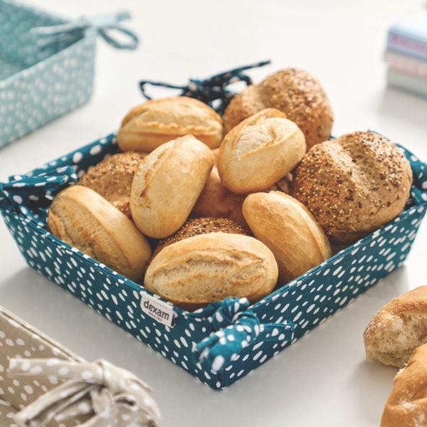 Dexam Sintra Spotted Bread Basket – Ink Blue | Recycled Cotton Table Basket