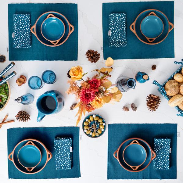 Dexam Sintra Spotted Bread Basket – Ink Blue | Recycled Cotton Table Basket