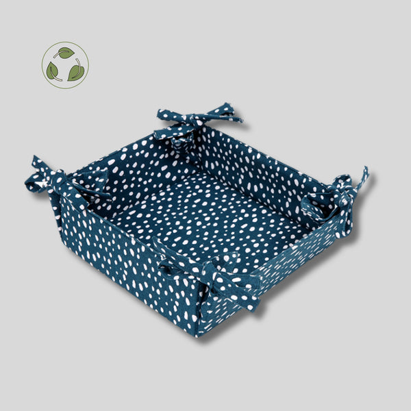 dexam Sintra Spotted Bread Basket – Ink Blue | Recycled Cotton Table Basket