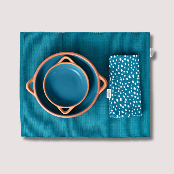 Dexam Sintra Spotted Napkin & Placemat Set – Stone | Recycled Cotton Table Linen