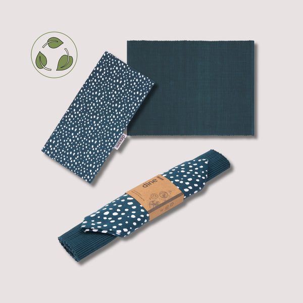 dexam Sintra Spotted Napkin & Placemat Set – Stone | Recycled Cotton Table Linen
