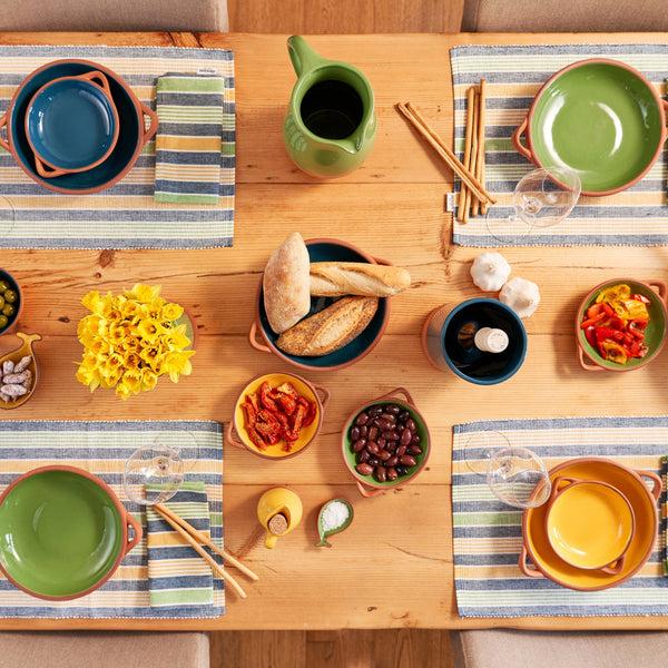 Dexam Sintra Striped Napkin & Placemat Set | Recycled Cotton Table Linen