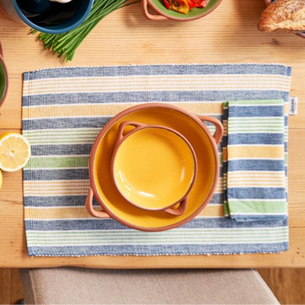 Dexam Sintra Striped Napkin & Placemat Set | Recycled Cotton Table Linen