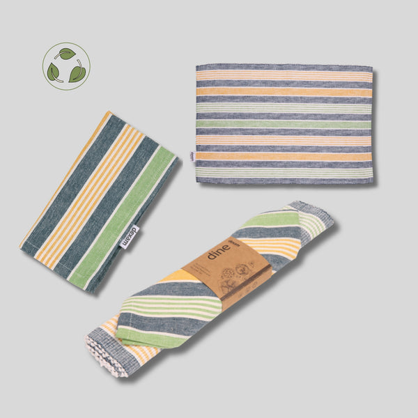 dexam Sintra Striped Napkin & Placemat Set | Recycled Cotton Table Linen
