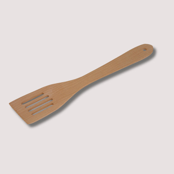 dexam Wooden Slotted Spatula | Natural Beechwood Turner for Non-Stick Cookware