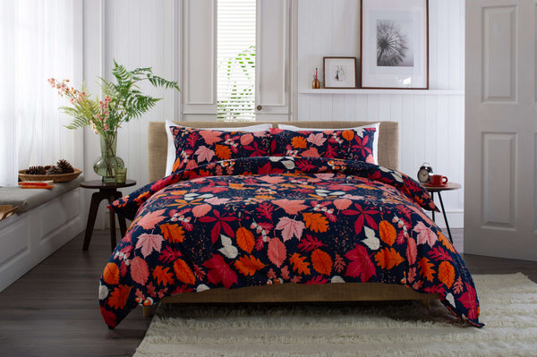 deyongs Autumn Leaves Brushed Cotton Duvet Set with Fabric Bag