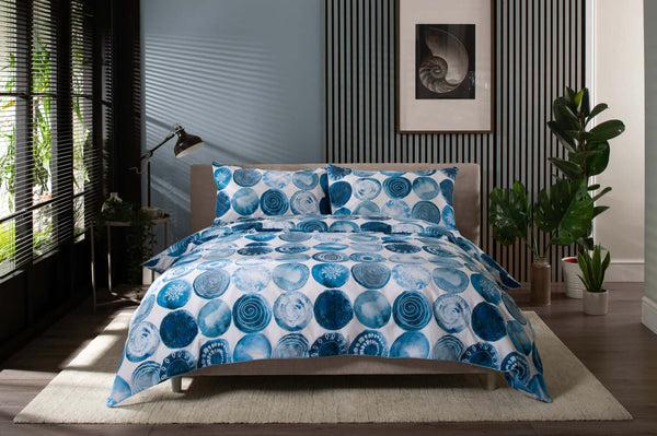 deyongs Blue Shells Cotton Duvet Set with Fabric Bag