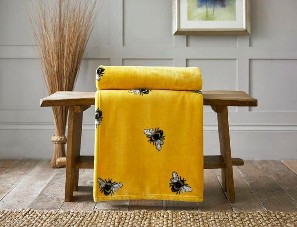 deyongs Bees Sherpa Fleece Throw
