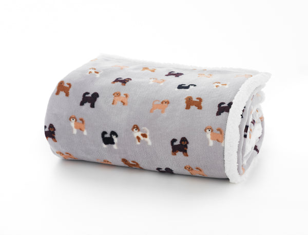 Deyongs Doodle Dog Sherpa Fleece Throw