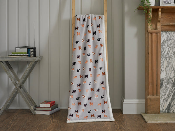 deyongs Doodle Dog Sherpa Fleece Throw