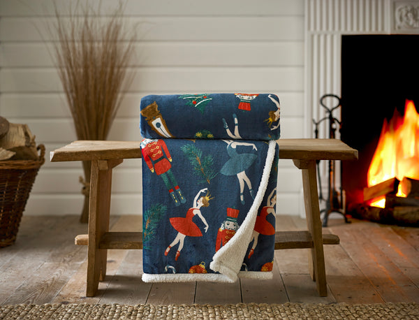 deyongs Nutcracker Printed Sherpa Fleece Throw