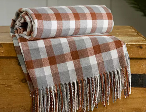 deyongs Rust Checked Acrylic Throw