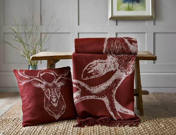 Deyongs Stag Mulberry Faux Cashmere Throw