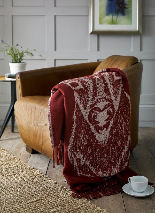 Deyongs Stag Mulberry Faux Cashmere Throw
