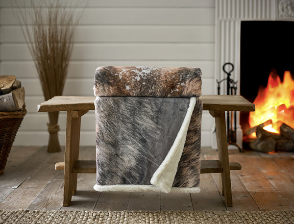 deyongs Wolf Faux Fur Printed Throw