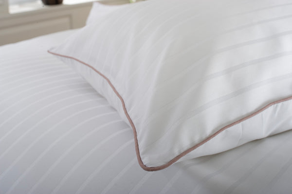 Deyongs Durrant's Lane 220 Thread Count 100% Cotton White Sateen Stripe Duvet Cover Set