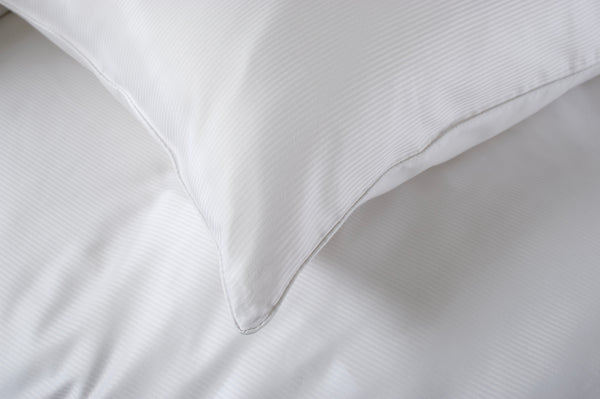 Deyongs Fine Stripe 200 Thread Count 100% Cotton 2mm Sateen Stripe White Duvet Cover Set