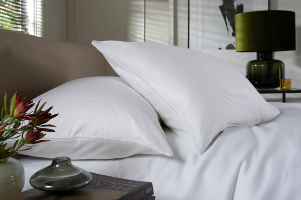 Deyongs Fine Stripe 200 Thread Count 100% Cotton 2mm Sateen Stripe White Duvet Cover Set