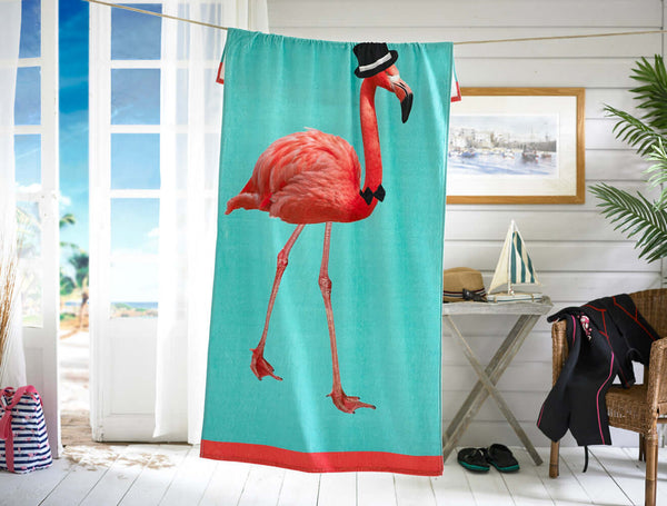deyongs Flamingo Printed Cotton Velour Beach Towel 75x150cm
