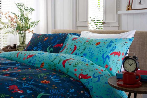 Deyongs Fox And Floral 200 Thread Count Reversible Duvet Set