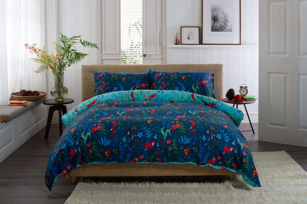 deyongs Fox and Floral 200 Thread Count Reversible Duvet Set