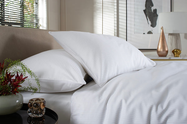 Deyongs Mayfield 220 Thread Count 100% Cotton White 3mm Sateen Stripe Duvet Cover Set