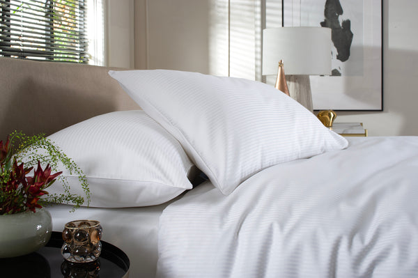 deyongs Mayfield 220 Thread Count 100% Cotton White 3mm Sateen Stripe Duvet Cover Set